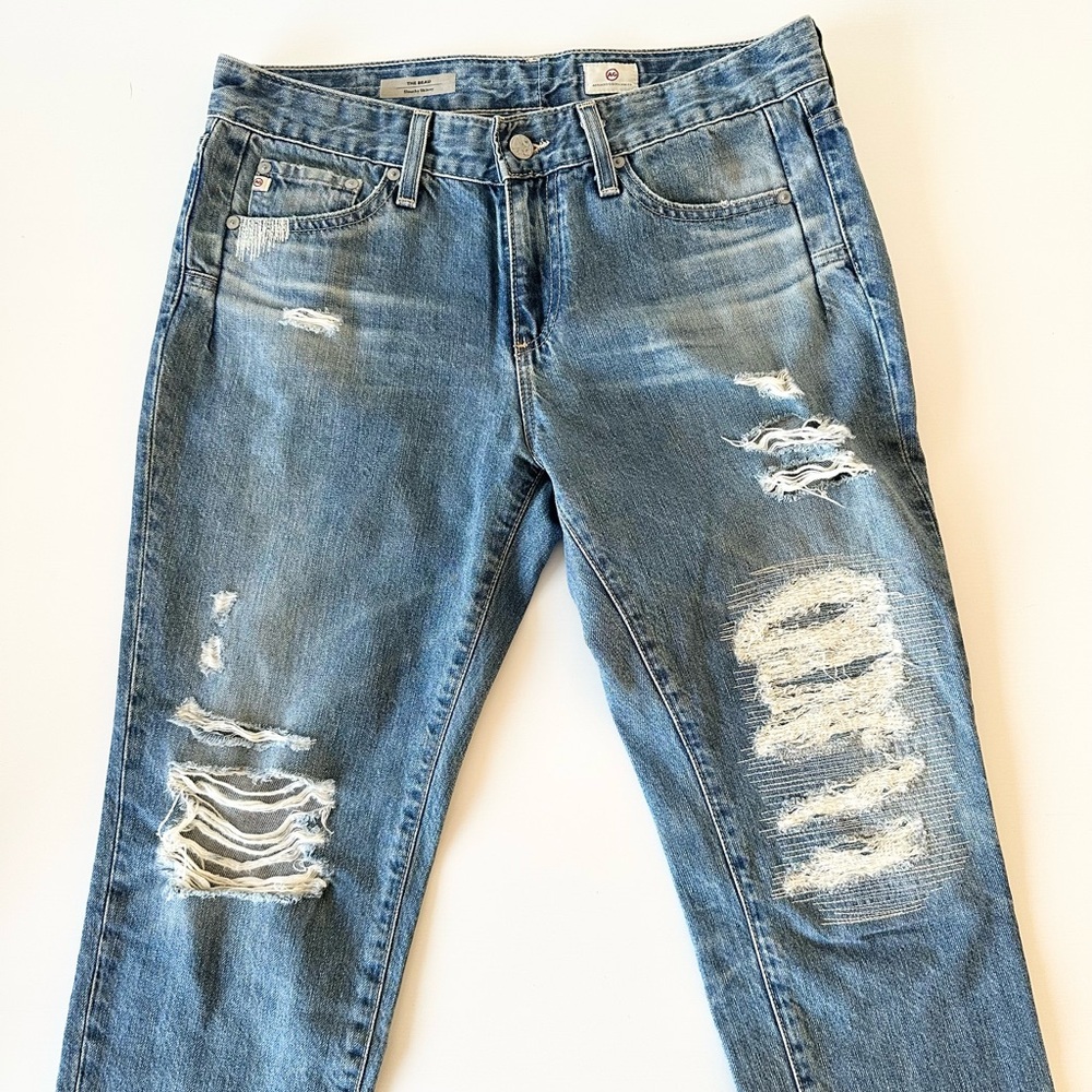 AG Adriano Goldschmied The Beau Slouchy Skinny Distressed Jeans 27R Rigid